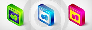 Isometric Software, web developer programming code icon isolated on grey background. Javascript computer script random
