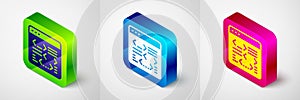 Isometric Software, web developer programming code icon isolated on grey background. Javascript computer script random