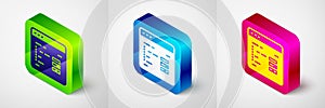 Isometric Software, web developer programming code icon isolated on grey background. Javascript computer script random