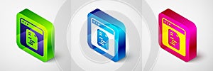 Isometric Software, web developer programming code icon isolated on grey background. Javascript computer script random