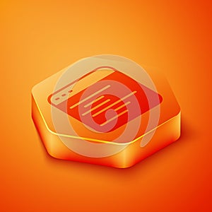 Isometric Software, web developer programming code icon isolated on orange background. Javascript computer script random