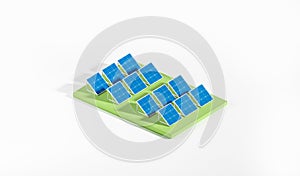 Isometric solar panels station on white background