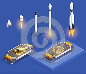 Isometric Space Launch Composition