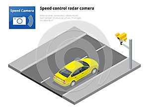 Isometric speed control radar camera, on white background