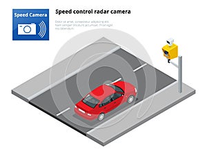 Isometric speed control radar camera, on white background