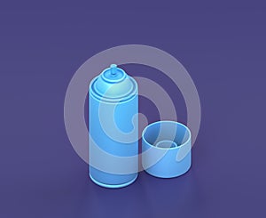 Isometric spraypaint, paint spray can on blue background, single color workshop tool, 3d rendering photo