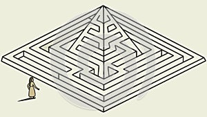 Isometric Square Maze, Complex Puzzle Game Element, vector design Generative AI