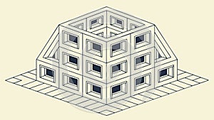 Isometric Stacked Cubes Geometric Structure, vector design Generative AI