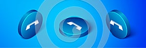 Isometric Step platform icon isolated on blue background. Blue circle button. Vector