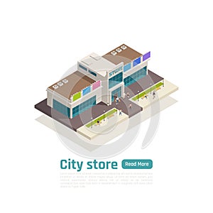 Isometric Store Mall Shopping Center Composition