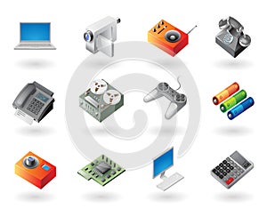 Isometric-style icons for electronics