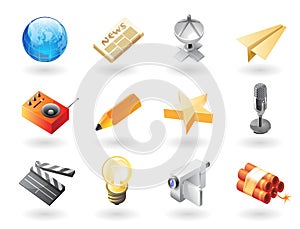 Isometric-style icons for mass media