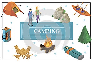 Isometric Summer Camping Concept