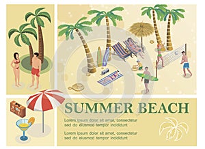 Isometric Summer Vacation Composition