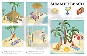 Isometric Summer Vacation Composition