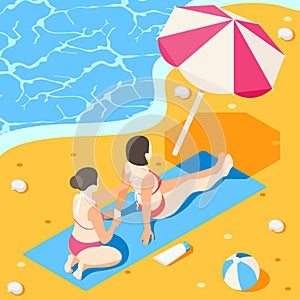 Isometric Sunscreen Background Composition