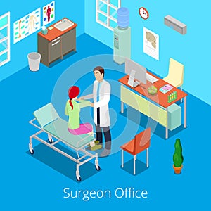 Isometric Surgeon Office with Doctor Examinating Patient