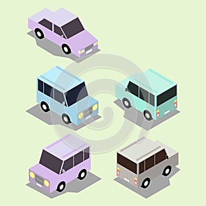 Isometric_SUV Car_Two Point of View_Color Sample_Pastel Color Scheme_Flat Cartoon Vector Illustration Icon Logo Avatar