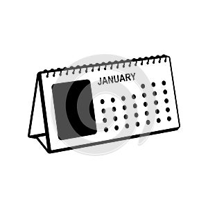 Isometric table calendar outline icon sign vector illustration