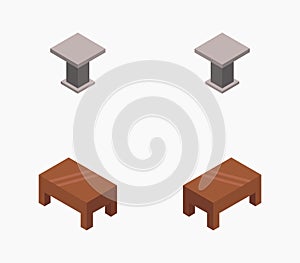 Isometric table icon illustrated in vector on white background