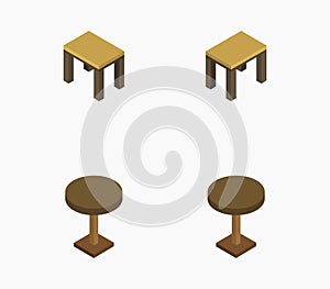 Isometric table icon illustrated in vector on white background