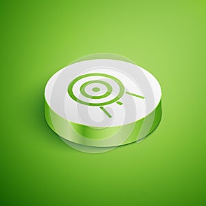 Isometric Target icon isolated on green background. Dart board sign. Archery board icon. Dartboard sign. Business goal