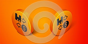 Isometric Tax carton cardboard box icon isolated on orange background. Box, package, parcel sign. Delivery and packaging