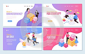 Isometric Teanwork Banners Set