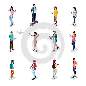 Isometric Teenagers, Young People Gadgets
