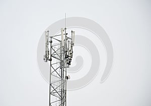 Isometric Telecommunications towers. A mobile phone communication repeater antenna  flat illustration