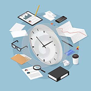 Isometric Time Management Illustration