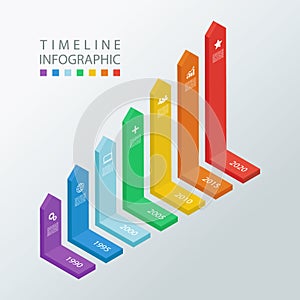 Isometric timeline infographic design template. Vector illustration.