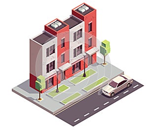 Isometric Townhouse Building Composition