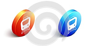 Isometric Train icon isolated on white background. Public transportation symbol. Subway train transport. Metro