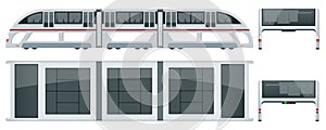 Isometric Transit Elevated Bus in China. Straddling bus, straddle bus, land airbus, or tunnel bus Road vehicle designed photo