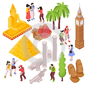 Isometric Travel Attractions Set