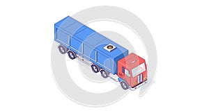Isometric truck cargo transport auto and vehicle. Transportation delivery and shipping car vector illustration