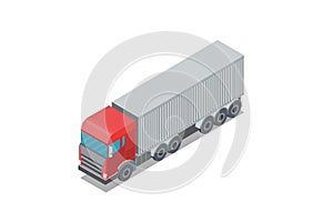 Isometric truck model with loading of a container. photo