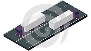 Isometric truck trailer with container