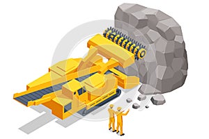 Isometric tunneling drilling rigs, self-propelled drilling rigs. Bucket-wheel excavator, heavy equipment used in surface