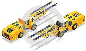 Isometric tunneling drilling rigs, self-propelled drilling rigs. Bucket-wheel excavator, heavy equipment used in surface