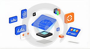 Isometric UI Icons Data Visualization Elements Technology, Analytics, UI UX, and Business Concepts