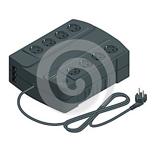 Isometric an uninterruptible power supply or uninterruptible power source UPS vector illustration