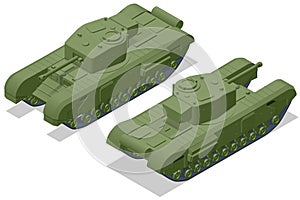Isometric United Kingdom Tank, Infantry Tank Mk.IV Churchill . Armoured fighting vehicle designed for front-line combat