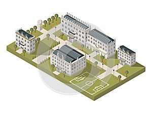 Isometric University Campus Concept