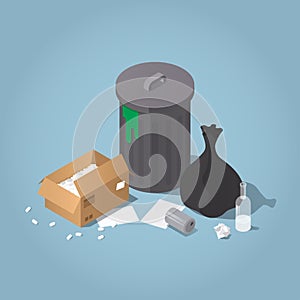 Isometric Unsorted Trash Illustration