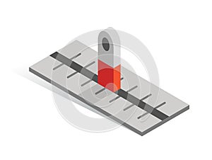 Isometric vector button. Isolated icon. Slider in gray and orange color