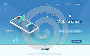 Isometric vector for email marketing, newsletter marketing, email subscription