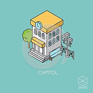 Isometric vector icon city hall on a blue background