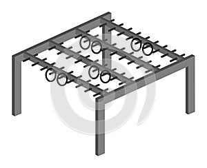 Isometric vector icon of sports horizontal bar with rings outdoors. Symbol of the crossbar for sporting events, playground, sports